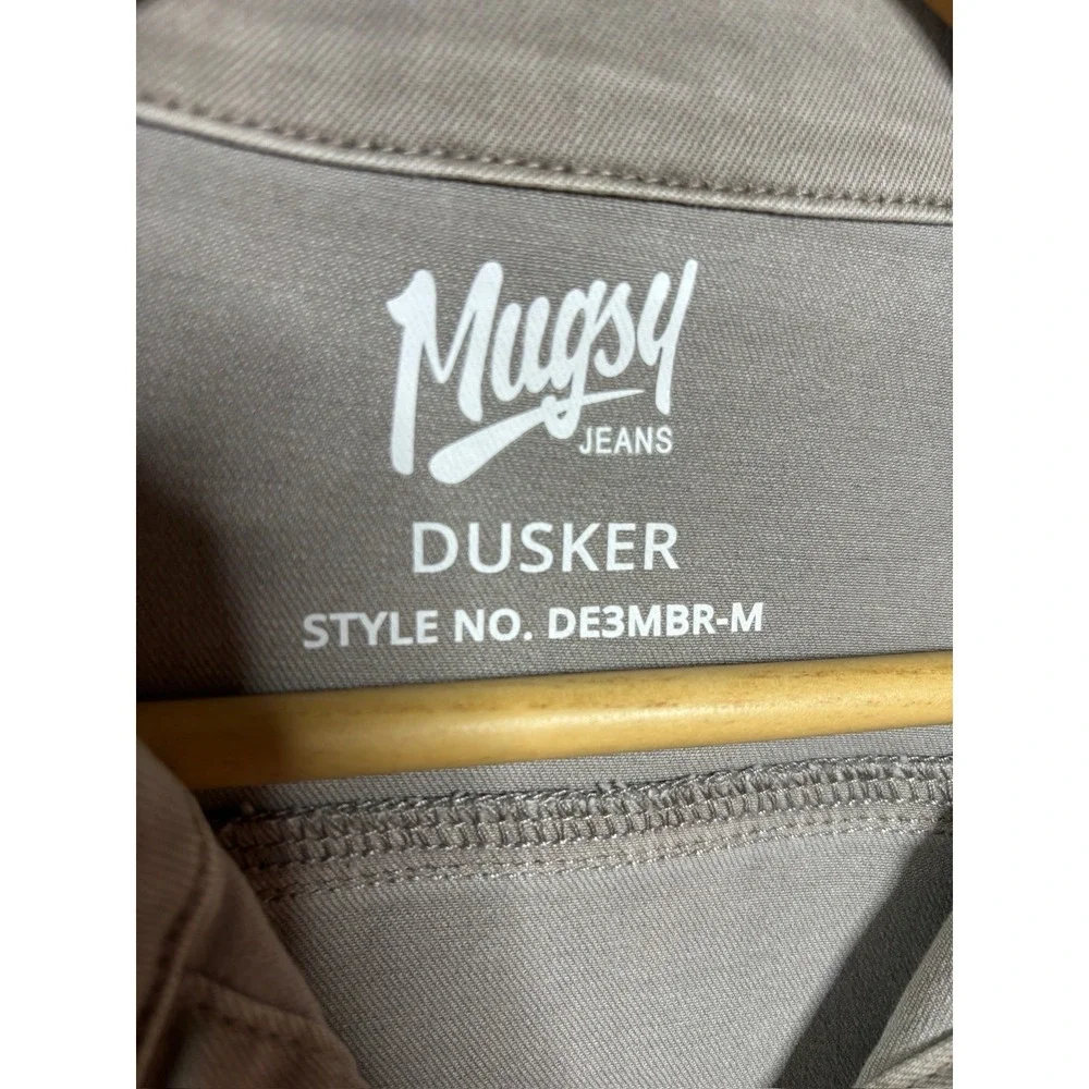 Mugsy Dusker Men's Med Jacket Stretch Denim Khaki Tan Button Up Front